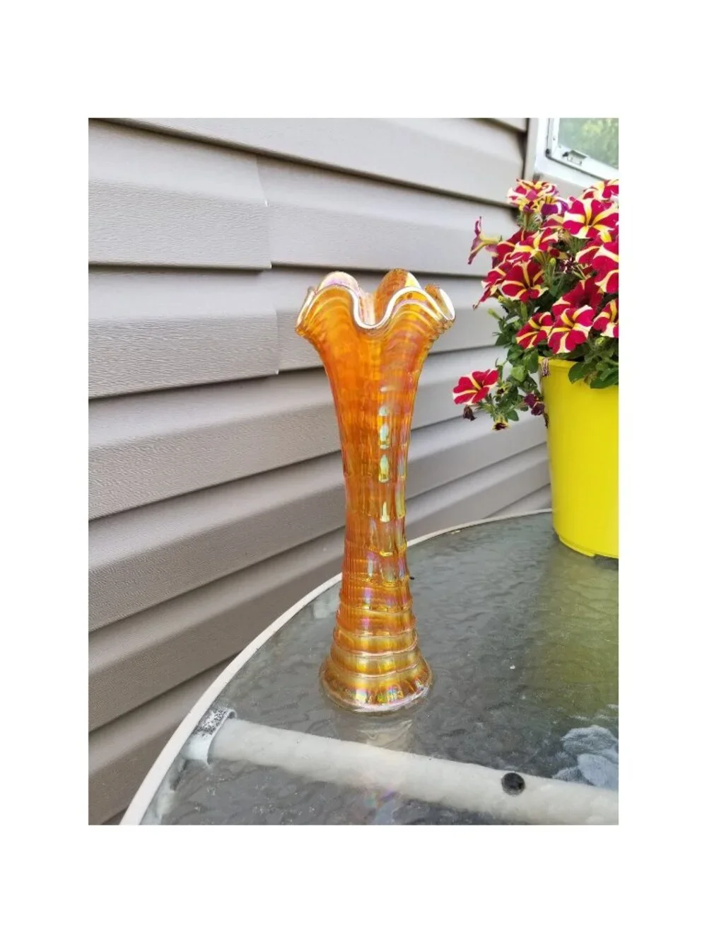 Imperial Ripple Marigold Carnival Vase 11 3/4